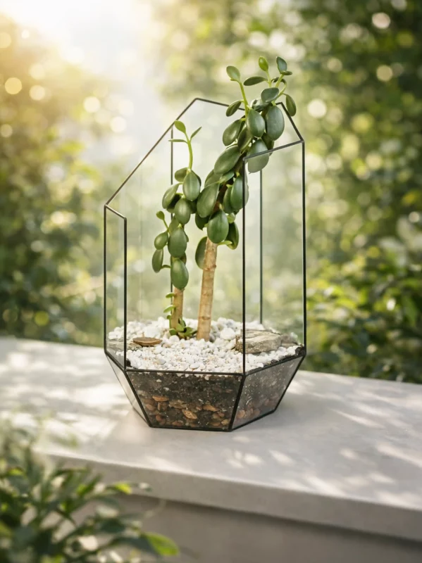 Денежное дерево крассула в флорариуме осколок