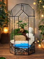 Дерево любви бонсай микрокарпа в флорариуме башня