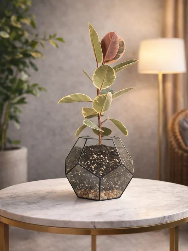 Фикус эластика в флорариуме шар M