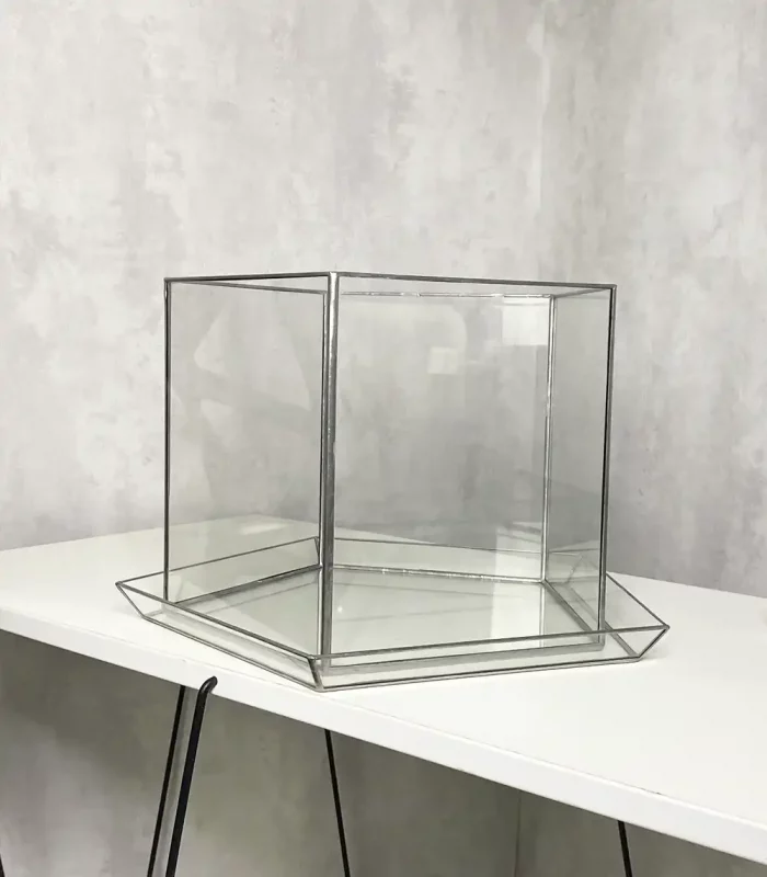Напольное стеклянное кашпо Призма с автополивом 28×22 см