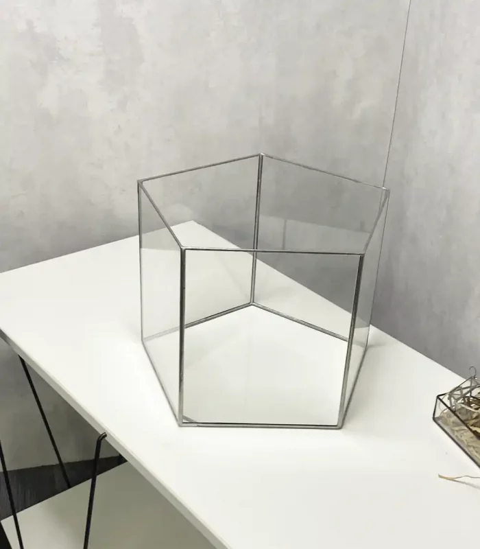Напольное стеклянное кашпо Призма с автополивом 28×22 см