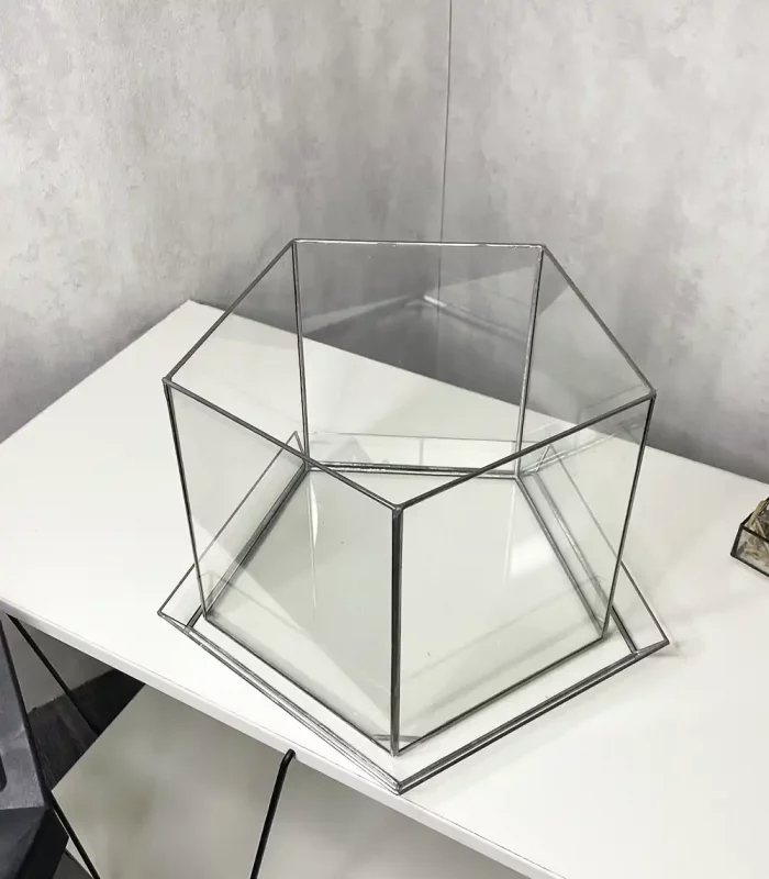 Напольное стеклянное кашпо Призма с автополивом 28×22 см