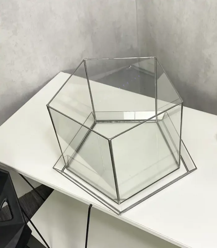 Напольное стеклянное кашпо Призма с автополивом 28×22 см