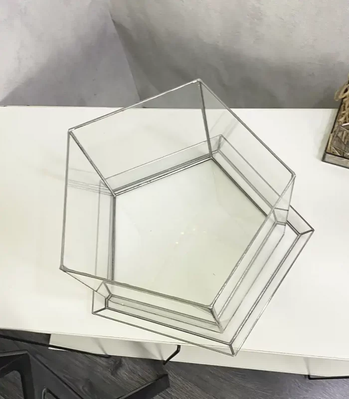 Напольное стеклянное кашпо Призма с автополивом 28×22 см