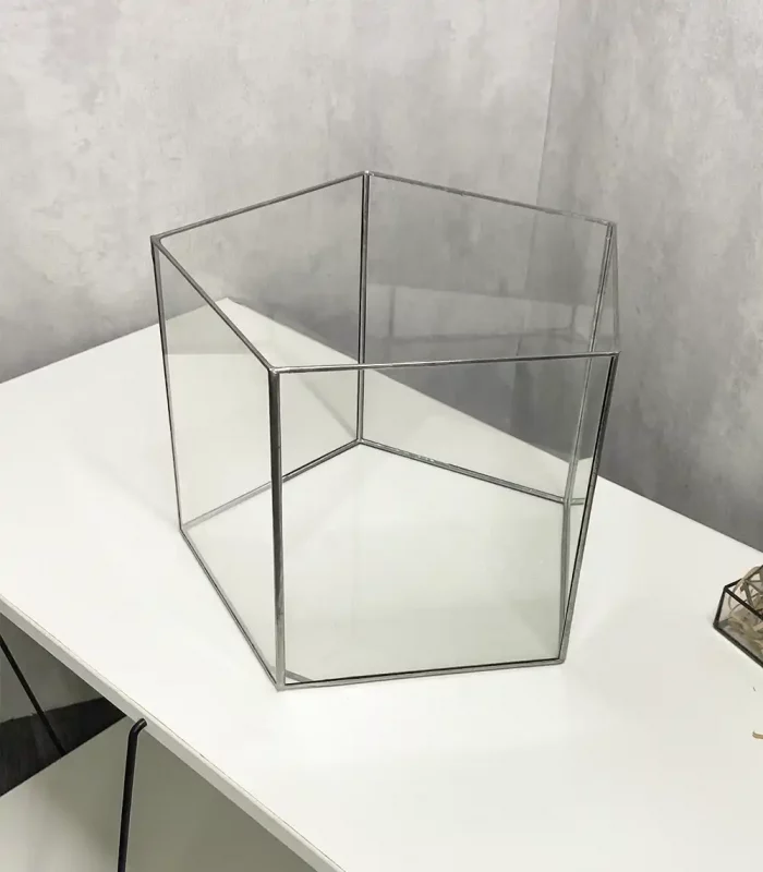 Напольное стеклянное кашпо Призма с автополивом 28×22 см