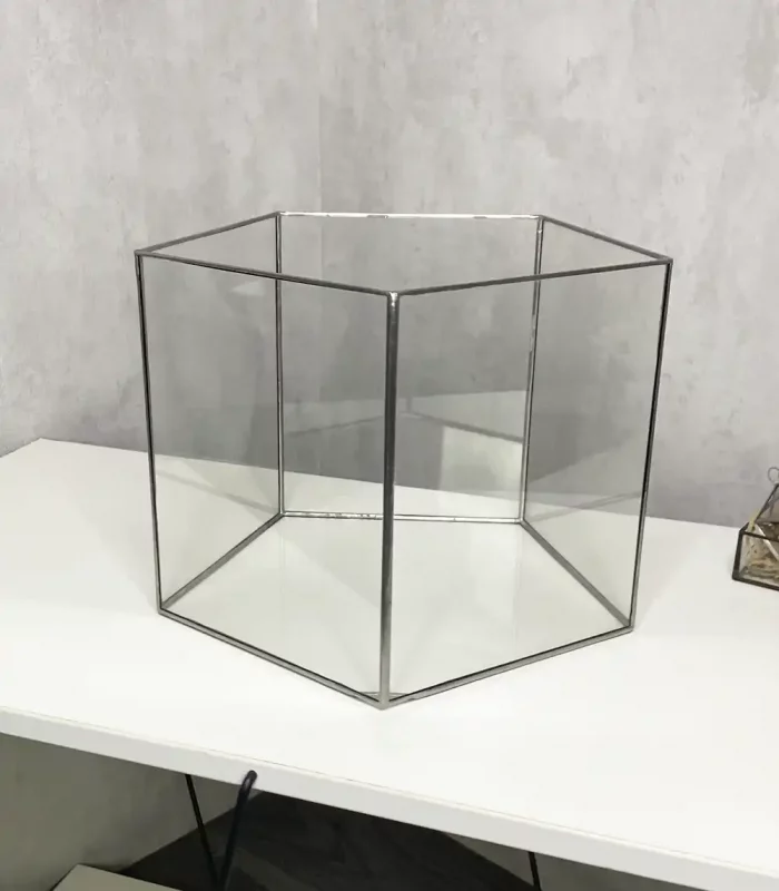 Напольное стеклянное кашпо Призма с автополивом 28×22 см