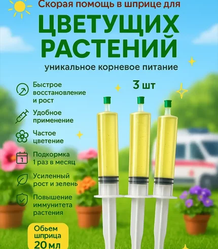 Удобрение Скорая помощь для цветущих растений, 3×20 мл