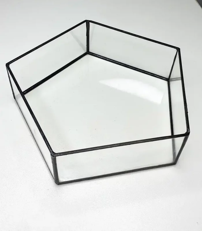 Флорариум Призма M из стекла с черной патиной, 17×5 см