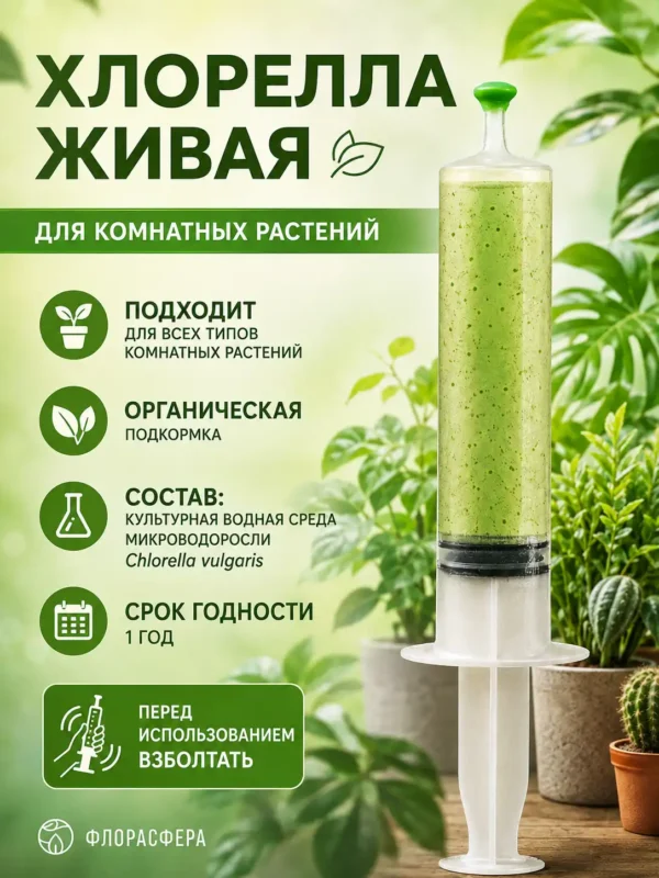 Хлорелла живая для комнатных растений
