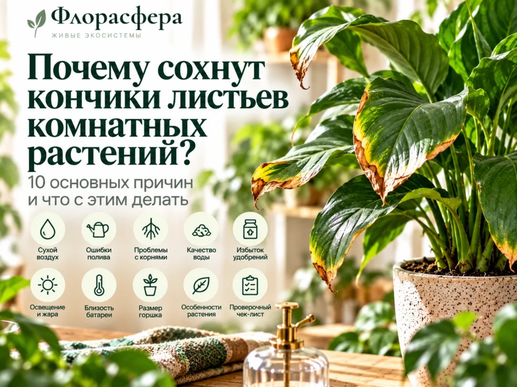 Почему сохнут кончики листьев комнатных растений: 10 основных причин