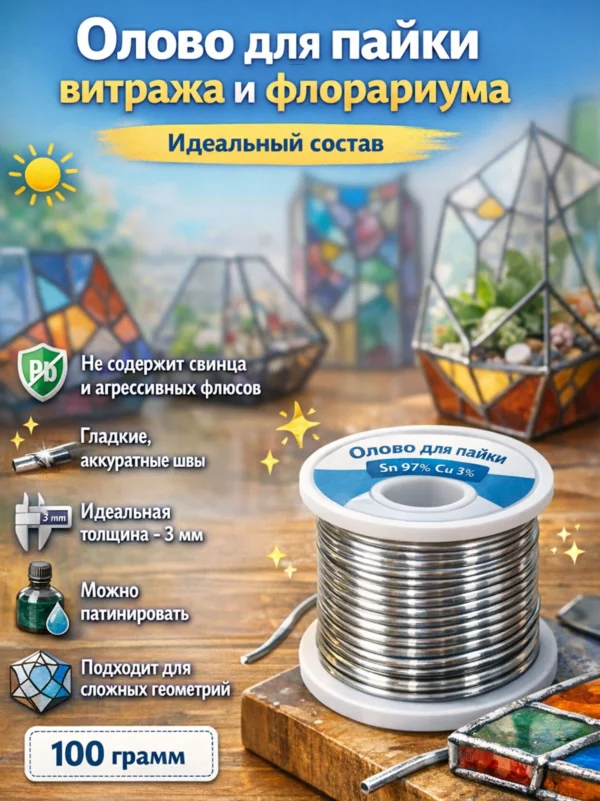 Олово для пайки в стиле тиффани 100гр
