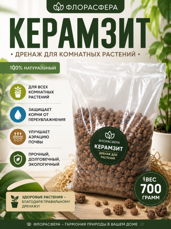 Керамзит дренаж для растений Дренаж керамзит для кашпо и растений 700гр