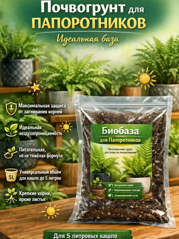 Почвогрунт для папоротников для кашпо до 5л Почвогрунт для папоротников для кашпо до 5л