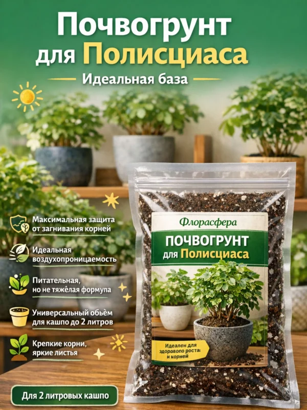 Почвогрунт для полисциаса для кашпо до 2л Почвогрунт для полисциаса для кашпо до 2л