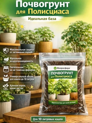 Почвогрунт для полисциаса для кашпо до 10л