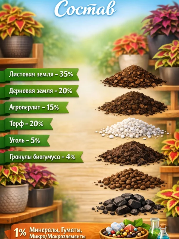 Почвогрунт для колеуса для кашпо до 2л