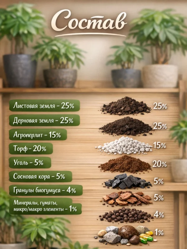 Почвогрунт для пахиры для кашпо до 10л
