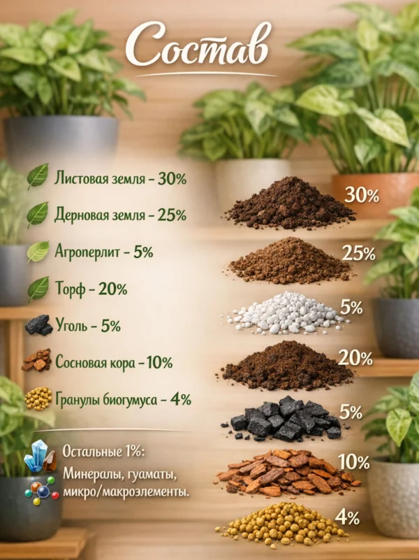 Почвогрунт для сингониума для кашпо до 2л