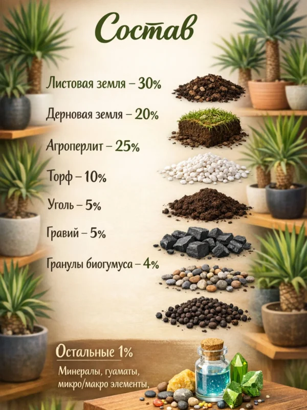 Почвогрунт для юкки для кашпо до 5л