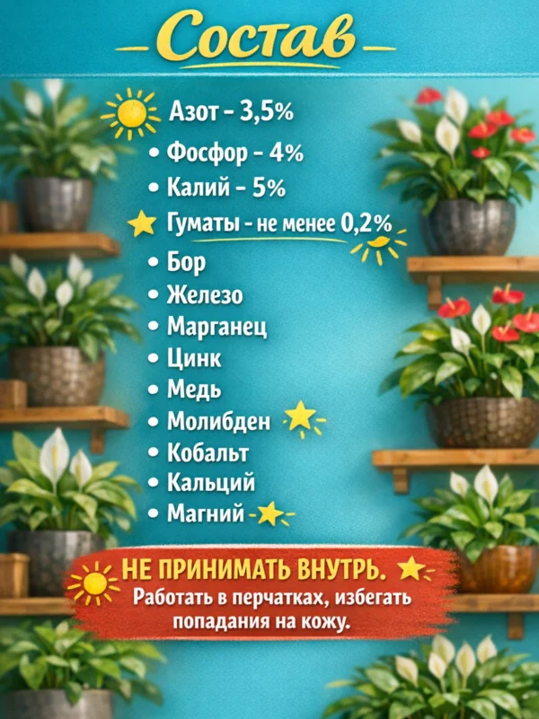Концентрированное удобрение для спатифиллума и антуриума