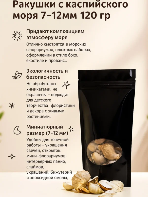 3 Ракушки с каспийского моря 7-12мм 120 гр