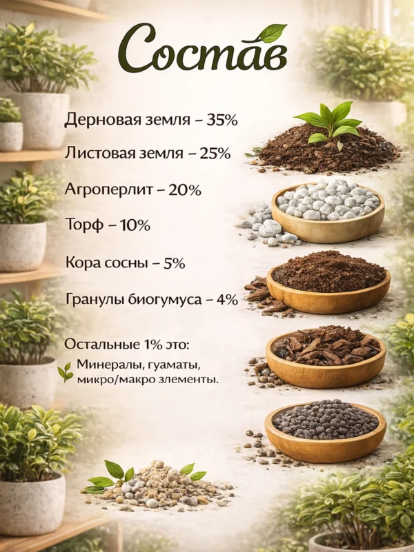 Почвогрунт для бересклета для кашпо до 2л