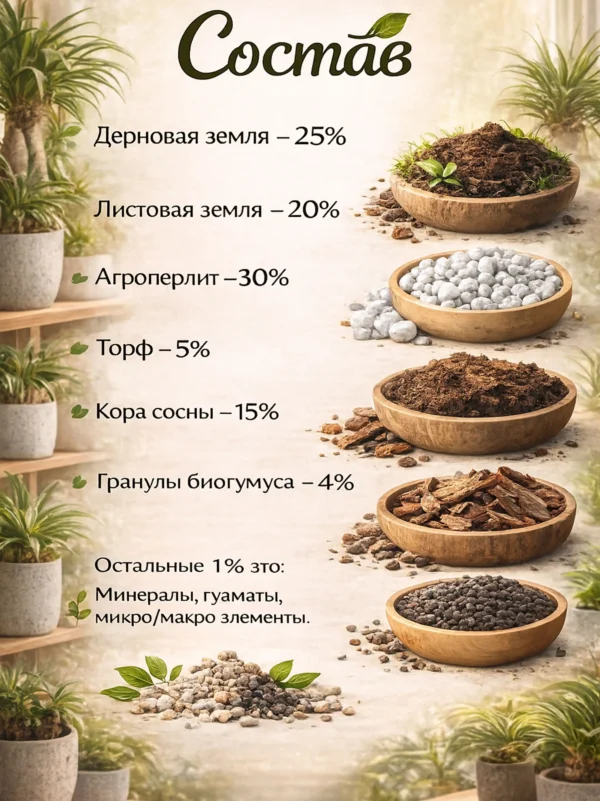 3_флорасфера Почвогрунт для бокарнеи для кашпо до 10л