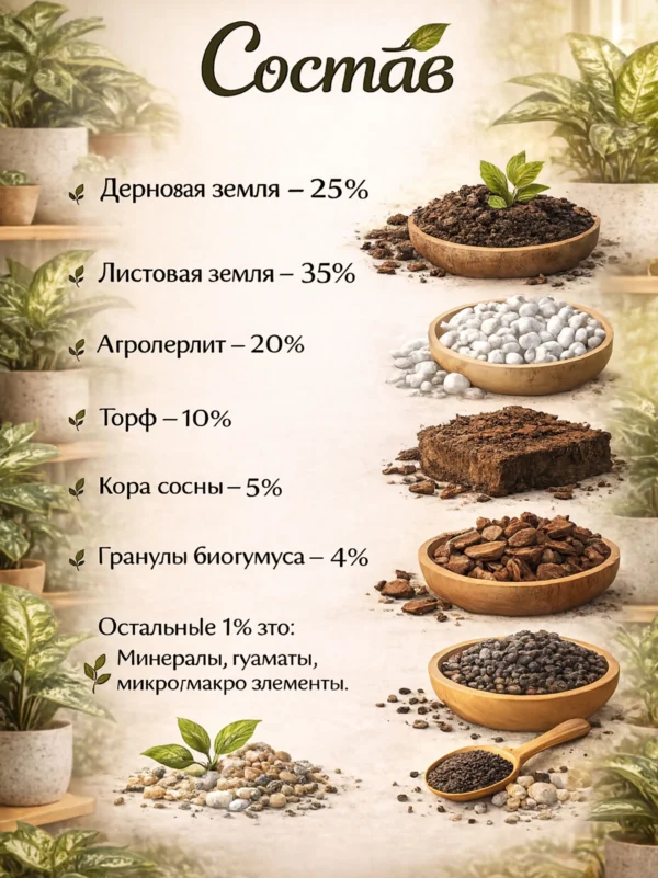 3_флорасфера Почвогрунт для диффенбахии для кашпо до 10л