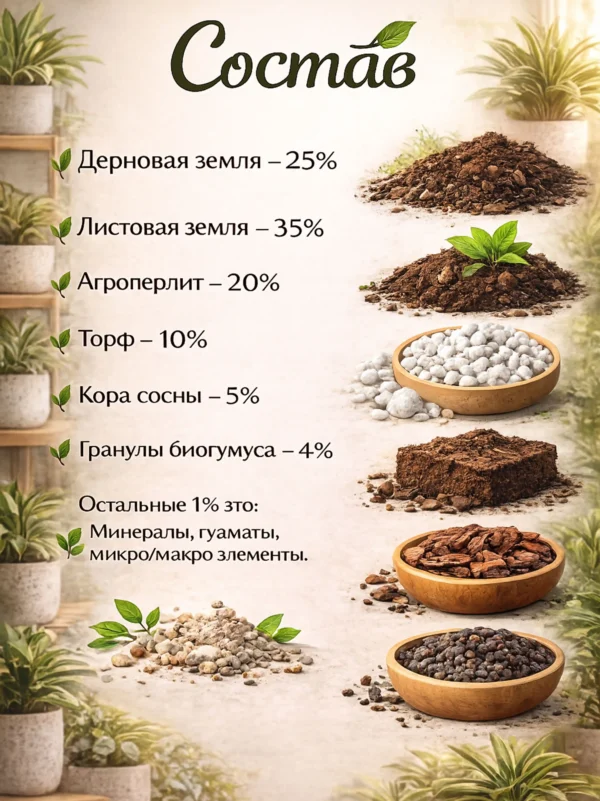 Почвогрунт для драцен для кашпо до 5л
