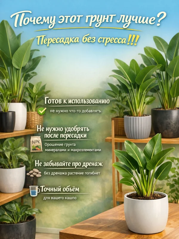 3_флорасфера Почвогрунт для стрелиции для кашпо до 5л