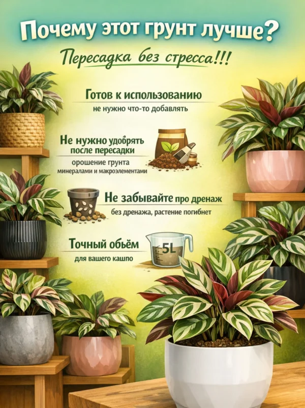 3_флорасфера Почвогрунт для строманты для кашпо до 10л